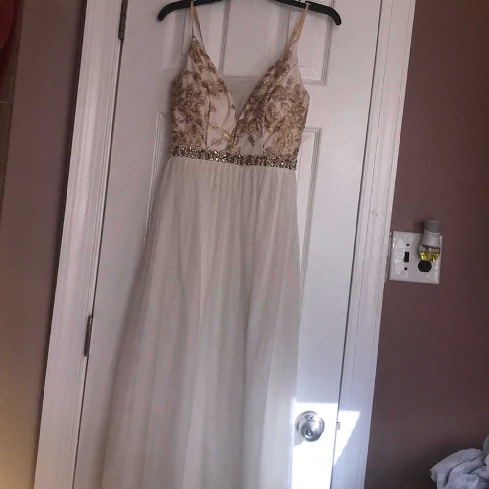 Gorgeous Cream and White Formal Long Dress